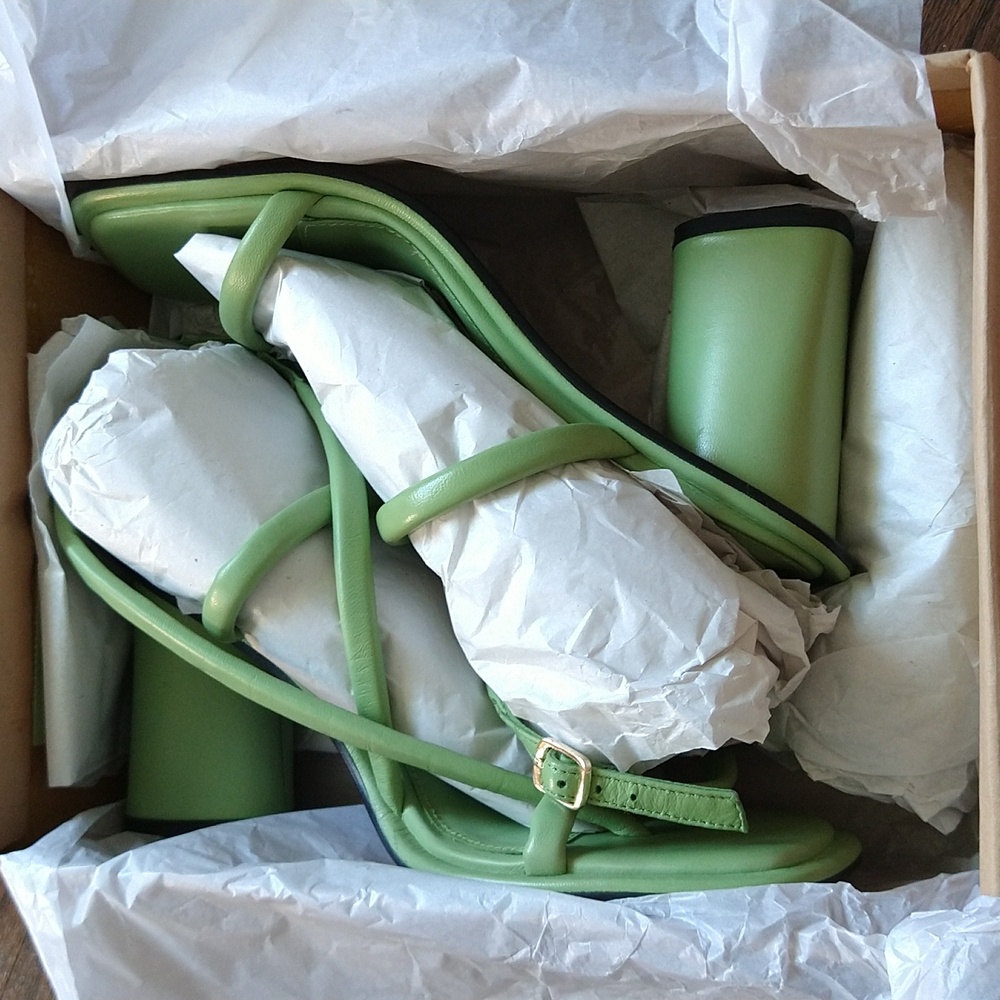 NEW Free People Secretly Sage Green Perth Strappy Slingback Heels - Picture 2 of 16